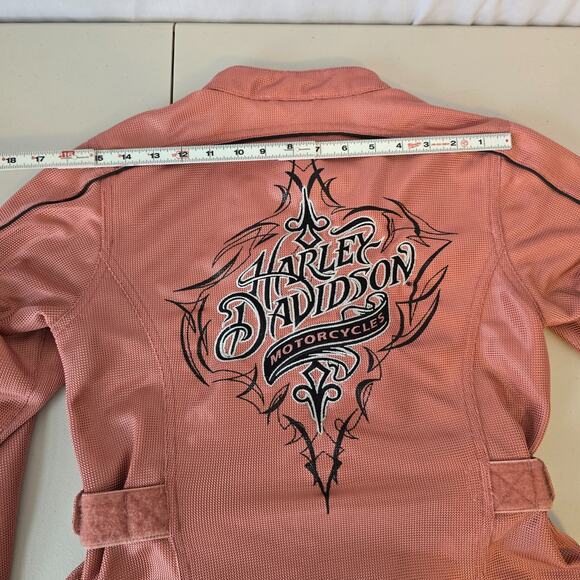 Harley Davidson Mesh Motorcycle Bomber Jacket Women's XS Pink Mesh Logo EUC - Picture 12 of 16